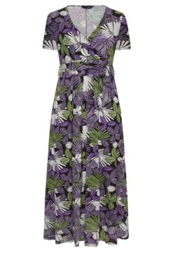 YOURS Curve Purple & Green Leaf Print Maxi Dress -JOICY Clothing Shop 294799d0 e738 4c 301609 X