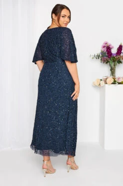 LUXE Curve Navy Blue Hand Embellished V-Neck Maxi Dress -JOICY Clothing Shop 29c65261 baaf 42 161993 C