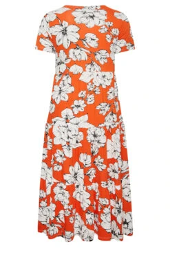 YOURS Curve Orange Floral V-Neck Tiered Wrap Dress -JOICY Clothing Shop 2a9b93d4 fe08 4c 301895 Y