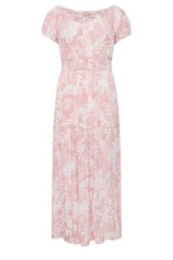 YOURS Curve Pink Tropical Print Bardot Maxi Dress -JOICY Clothing Shop 2c814516 792a 4f 137325 X