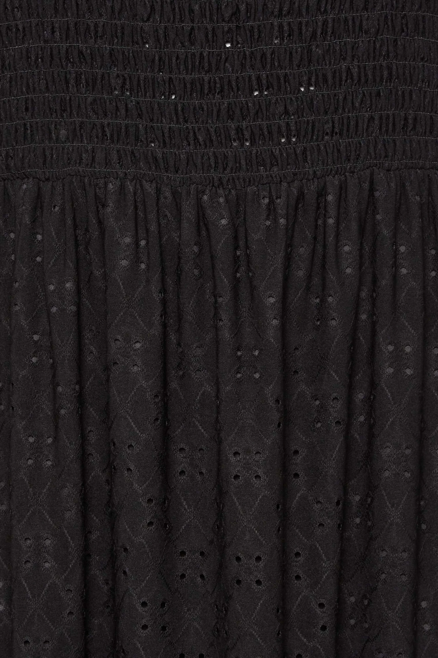 YOURS Curve Black Shirred Broderie Anglaise Midaxi Dress 4 YOURS Curve Black Shirred Broderie Anglaise Midaxi Dress - Image 4