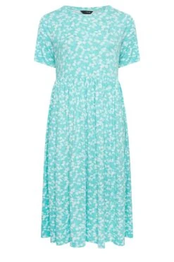 YOURS Curve Light Blue Floral Disty Print Smock Dress -JOICY Clothing Shop 2ee19acc f24e 45 137387 X
