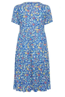 YOURS Curve Blue Floral Smock Dress -JOICY Clothing Shop 2f0380f1 c40e 48 302230 Y