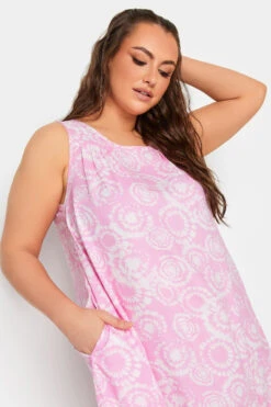 YOURS Curve Light Pink Tie Dye Print Swing Dress -JOICY Clothing Shop 2f35b5ca 46ab 41 137447 D