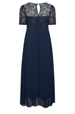 YOURS LONDON Curve Navy Blue Lace Puff Sleeve Pleated Maxi Dress -JOICY Clothing Shop 2f62845f 887c 46 161903 Y
