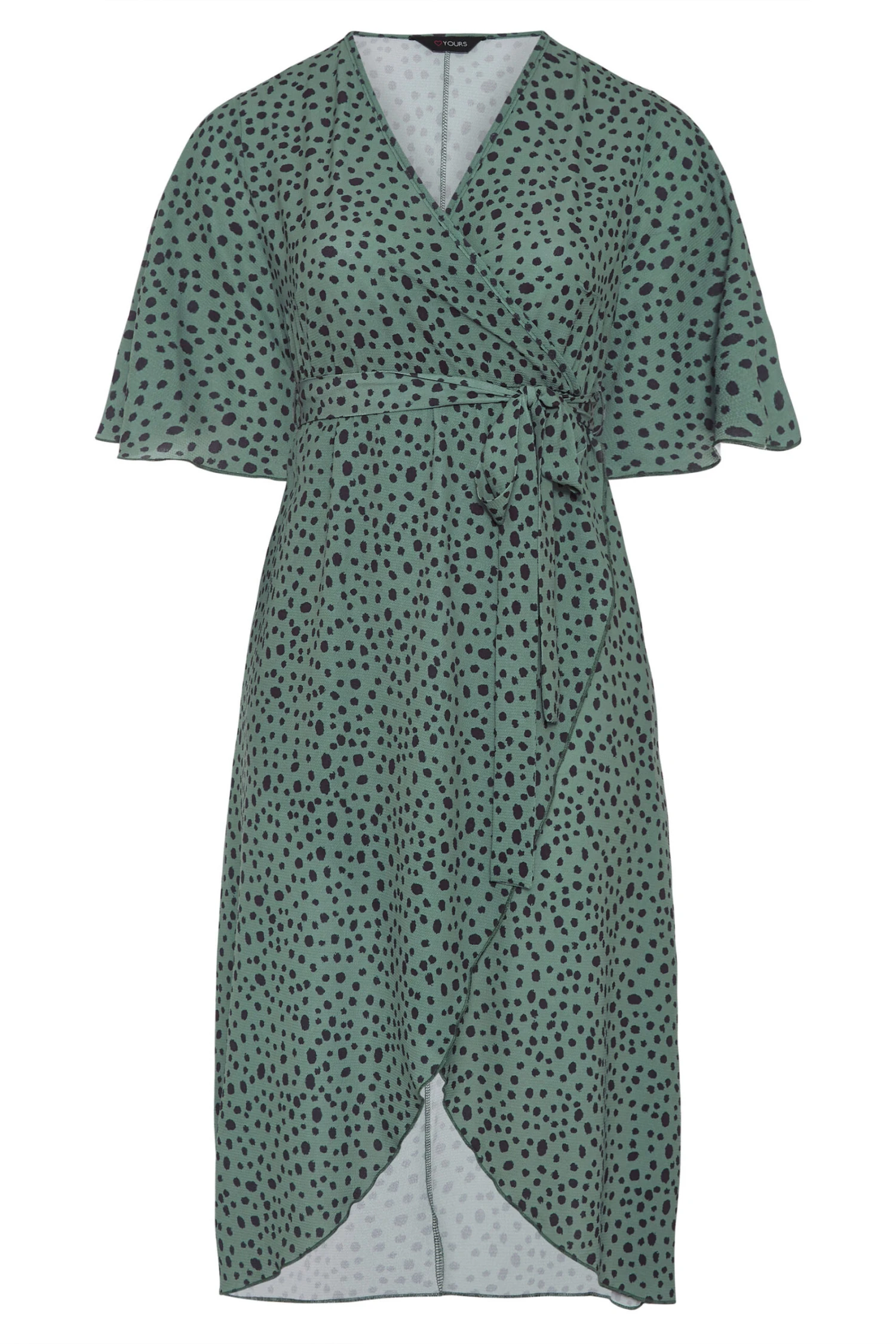 YOURS LONDON Curve Green Dalmatian Print Midi Wrap Dress 5 YOURS LONDON Curve Green Dalmatian Print Midi Wrap Dress - Image 5