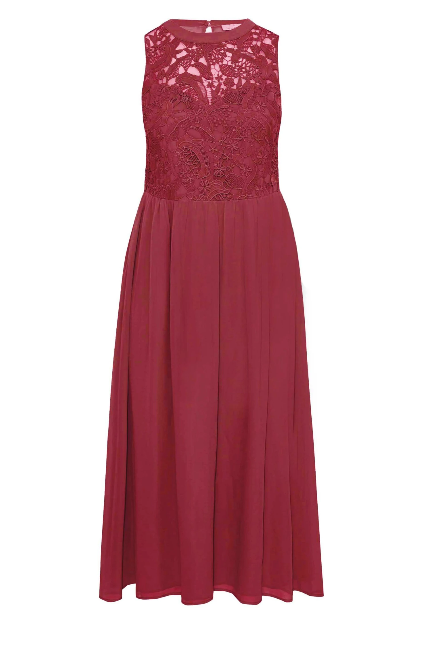 YOURS LONDON Curve Burgundy Red Lace Front Chiffon Maxi Dress 6 YOURS LONDON Curve Burgundy Red Lace Front Chiffon Maxi Dress - Image 6