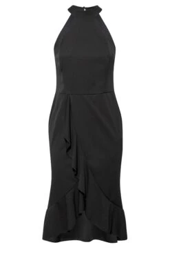YOURS LONDON Curve Black Halter Neck Ruffle Bodycon Wrap Dress -JOICY Clothing Shop 32419733 1819 43 161822 X