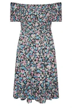 YOURS Curve Black Floral Ditsy Shirred Midi Dress -JOICY Clothing Shop 32a21947 6143 4f 137330 X