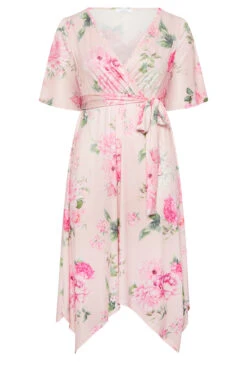 YOURS LONDON Curve Light Pink Floral Hanky Hem Dress -JOICY Clothing Shop 337f8c32 d992 4f 162105 XR