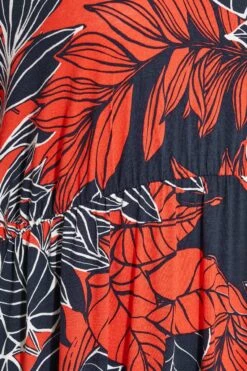 YOURS Curve Navy Blue Leaf Print Cold Shoulder Dress -JOICY Clothing Shop 35662a7c cd81 43 300799 Z