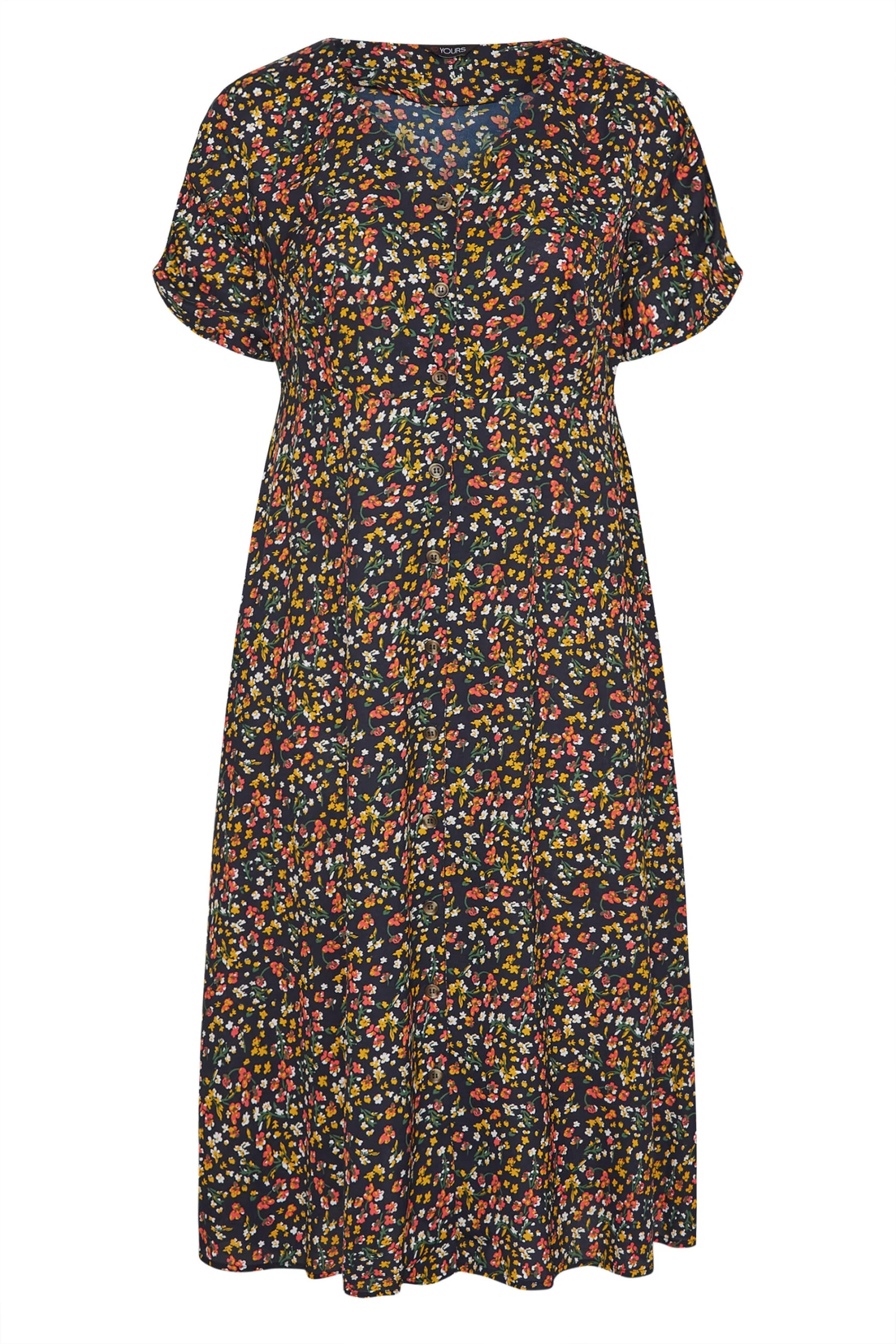 LIMITED COLLECTION Curve Navy Blue Floral Tea Dress 5 LIMITED COLLECTION Curve Navy Blue Floral Tea Dress - Image 5