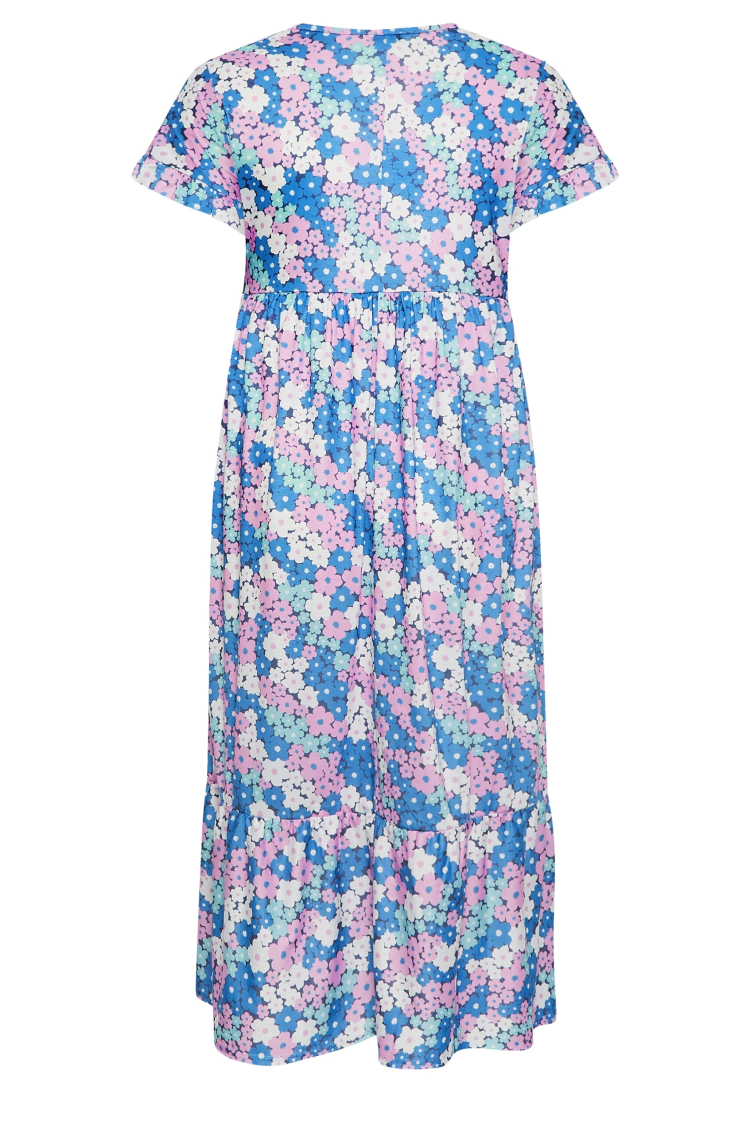 LIMITED COLLECTION Curve Blue Floral Print Frill Sleeve Maxi Dress 6 LIMITED COLLECTION Curve Blue Floral Print Frill Sleeve Maxi Dress - Image 6