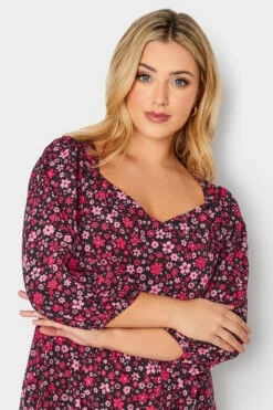 YOURS Curve Black & Pink Floral Smock Midi Dress 8 YOURS Curve Black & Pink Floral Smock Midi Dress -JOICY Clothing Shop 35a30ebb ab0f 4c 137212 D