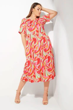 LIMITED COLLECTION Curve Bright Pink Abstract Print Midaxi Smock Dress -JOICY Clothing Shop 35b5540b ec8e 4a 213732 L1