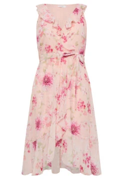 YOURS LONDON Curve Pink Floral Print Double Ruffle Wrap Dress -JOICY Clothing Shop 36164bcb fe3a 4d 162054 X