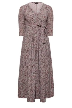 YOURS Curve Red & White Leaf Print Wrap Maxi Dress -JOICY Clothing Shop 38823c7c aaa4 40 301413 X