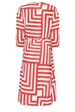 YOURS PETITE Curve Red Geometric Print Wrap Dress