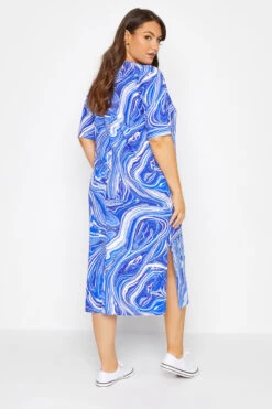 YOURS Curve Blue Marble Print Cut Out T-Shirt Dress -JOICY Clothing Shop 39fce559 6f18 4e 137209 C