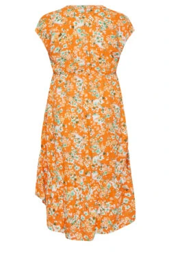 YOURS Curve Orange Floral Print High Low Wrap Dress -JOICY Clothing Shop 3a04ab1a bf3f 4e 137468 Y