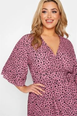YOURS LONDON Curve Pink Dalmatian Print Midi Wrap Dress -JOICY Clothing Shop 3d70a387 48ba 46 161230 D