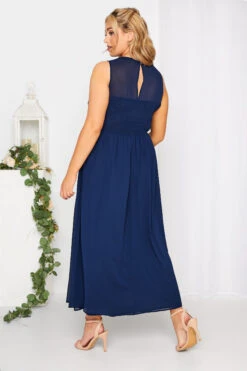 YOURS LONDON Curve Navy Blue Lace Front Chiffon Maxi Dress -JOICY Clothing Shop 3de45e05 0461 49 161003 C
