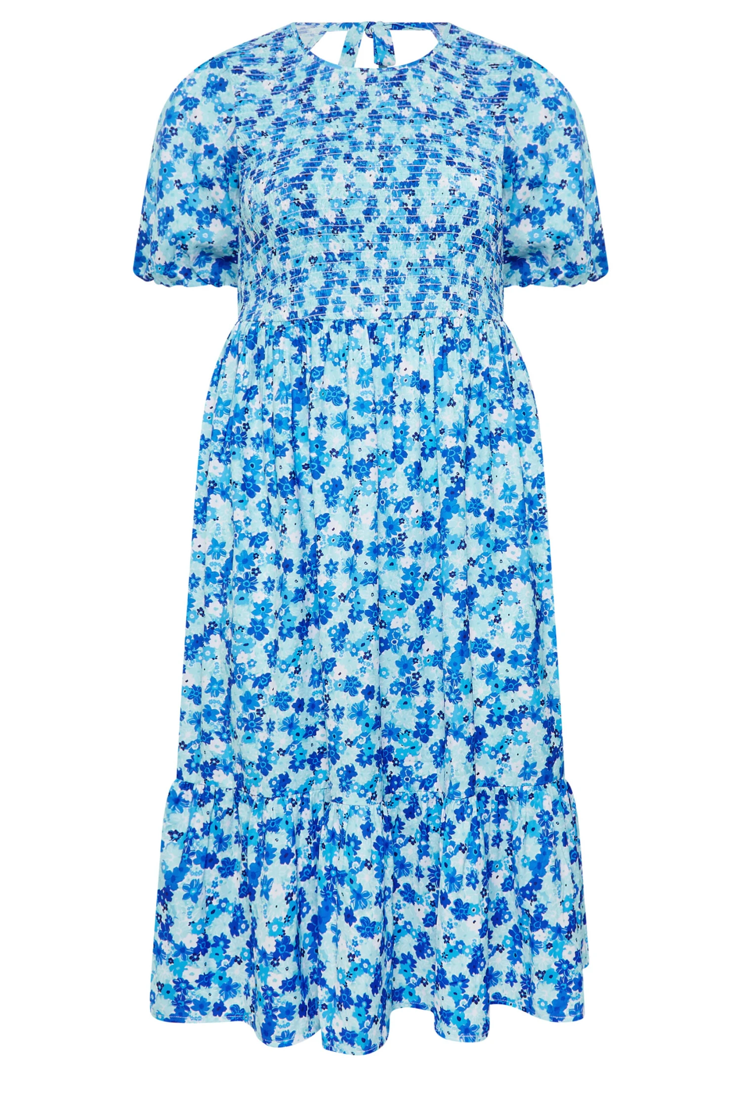 LIMITED COLLECTION Curve Blue Ditsy Print Shirred Midaxi Dress 6 LIMITED COLLECTION Curve Blue Ditsy Print Shirred Midaxi Dress - Image 6