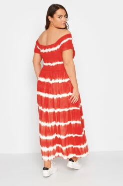 YOURS Curve Red Tie Dye Bardot Maxi Dress 7 YOURS Curve Red Tie Dye Bardot Maxi Dress -JOICY Clothing Shop 40b9a604 acb4 4b 137344 C