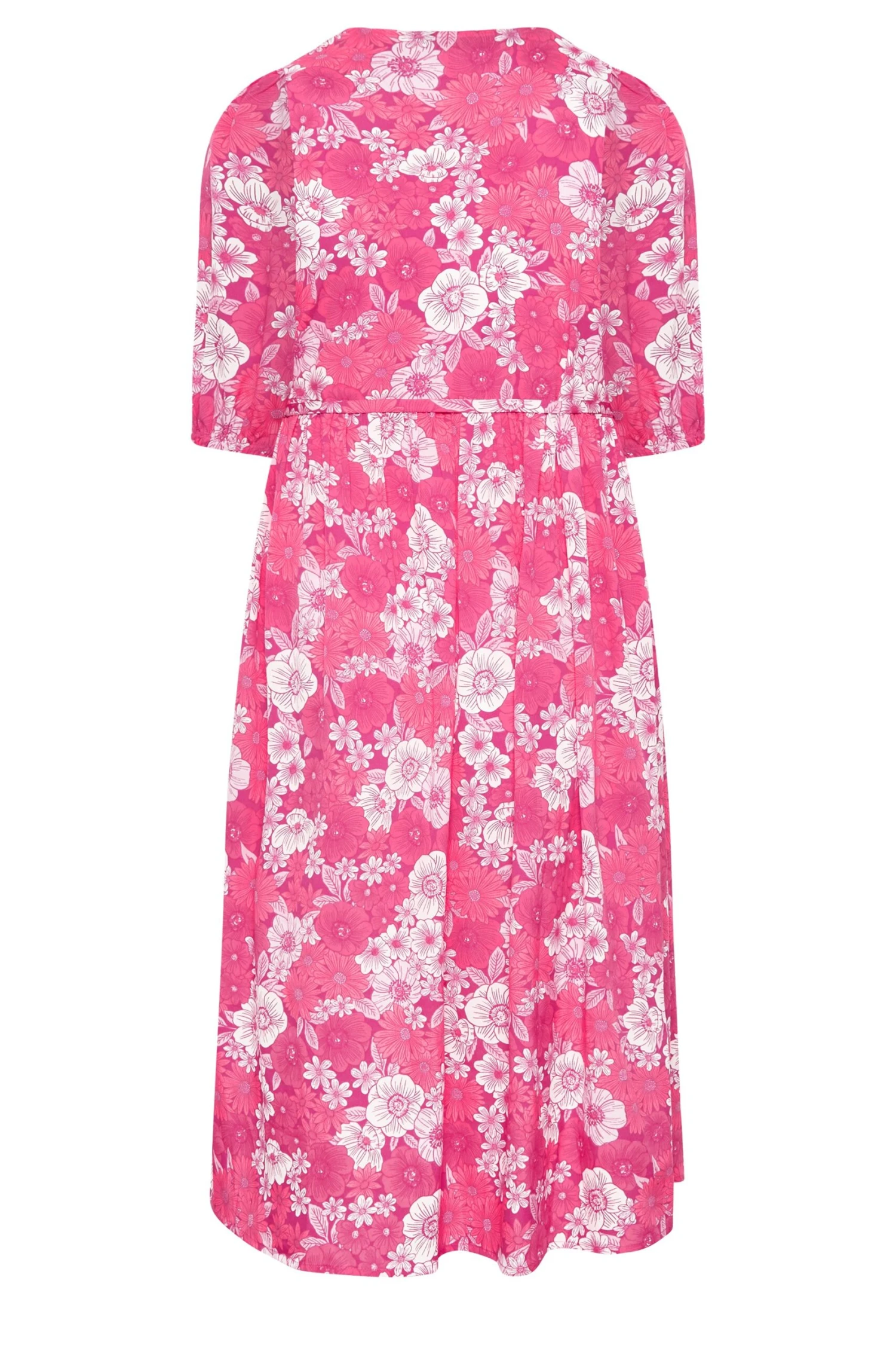 LIMITED COLLECTION Curve Pink Floral Wrap Midaxi Dress 8 LIMITED COLLECTION Curve Pink Floral Wrap Midaxi Dress - Image 8