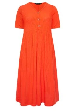 LIMITED COLLECTION Curve Orange Ribbed Peplum Midi Dress -JOICY Clothing Shop 43ff5e2a 1fc9 48 215745 X