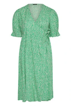 LIMITED COLLECTION Curve Green Ditsy Wrap Dress -JOICY Clothing Shop 447269c3 7f3a 4f 214397 X