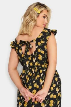 LIMITED COLLECTION Curve Black Lemons Print Frill Maxi Dress -JOICY Clothing Shop 44f99fd5 3452 42 215682 D
