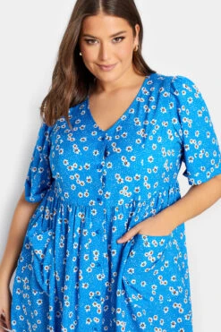 YOURS Curve Blue Daisy Print Smock Dress 8 YOURS Curve Blue Daisy Print Smock Dress -JOICY Clothing Shop 4670ecd2 25ef 45 137365 D