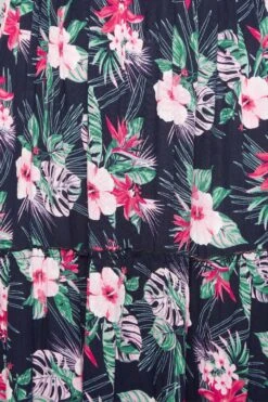 YOURS Curve Navy Blue Tropical Print Bardot Maxi Dress -JOICY Clothing Shop 4b8acd40 bf22 43 137323 Z