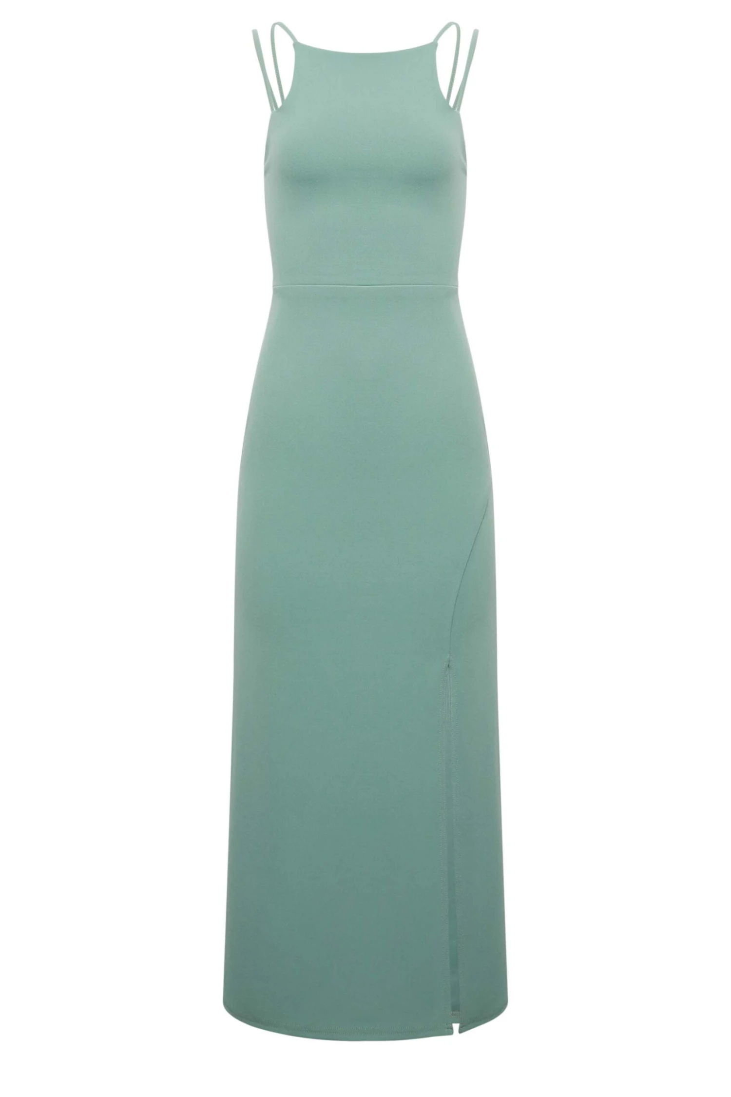 YOURS PETITE Curve Sage Green Split Hem Maxi Dress 5 YOURS PETITE Curve Sage Green Split Hem Maxi Dress - Image 5