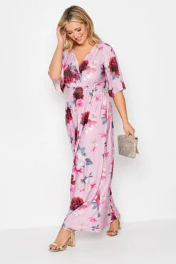 YOURS LONDON Curve Pink Floral Shirred Maxi Dress