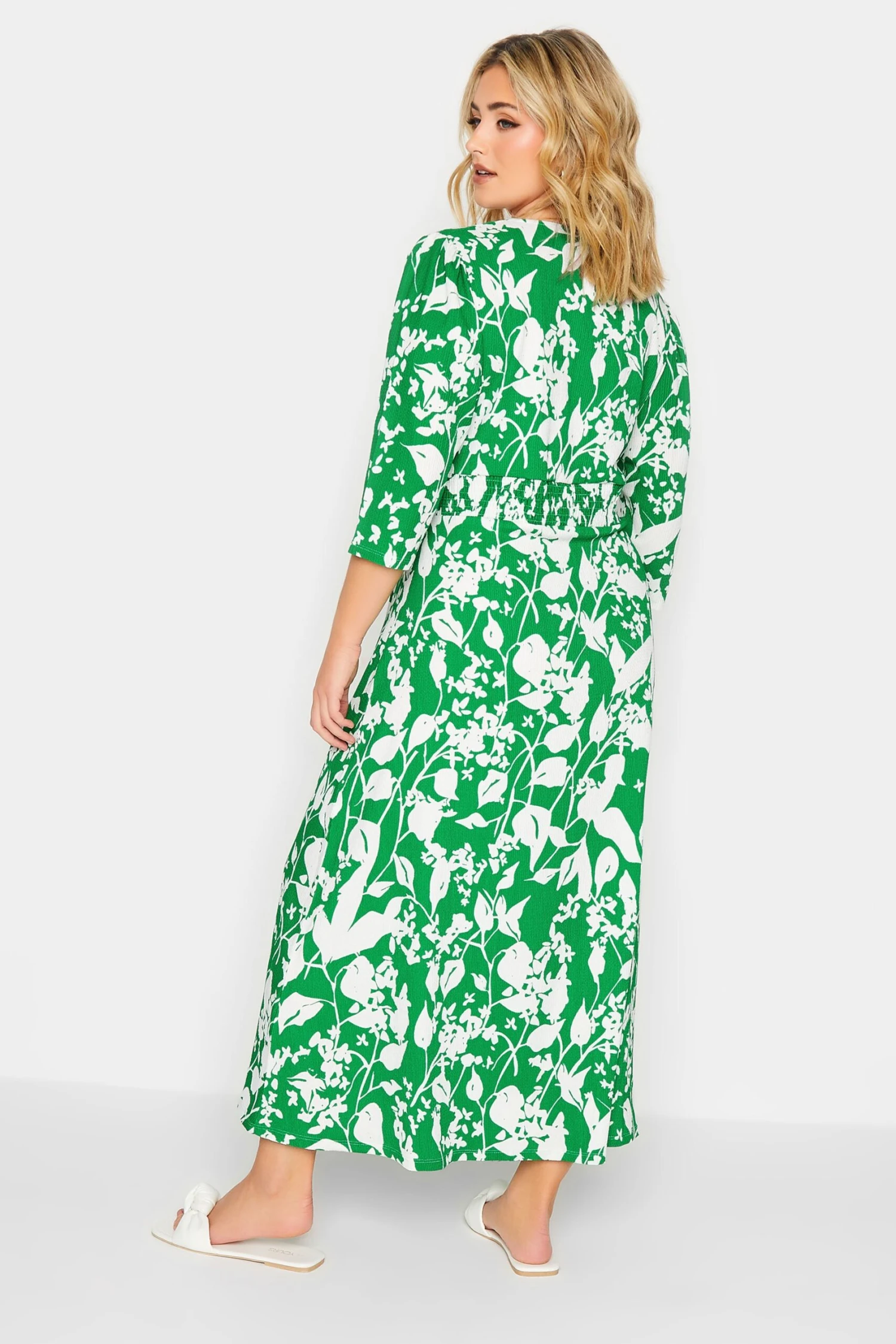 YOURS Curve Green Floral Split Front Dress 2 YOURS Curve Green Floral Split Front Dress - Image 2