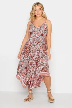 YOURS Curve Red Paisley Print Hanky Hem Dress