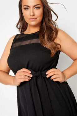 YOURS LONDON Curve Black Mesh Panel Skater Dress -JOICY Clothing Shop 50a3f709 ef16 4f 157588 D