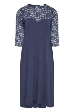 YOURS LONDON Curve Navy Blue Lace Sweetheart Midi Dress -JOICY Clothing Shop 5298c2e4 2b38 42 162028 X