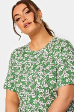 YOURS Curve Green Floral Smock Dress -JOICY Clothing Shop 53193bd6 c1ba 4e 302229 D