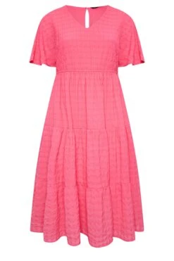 LIMITED COLLECTION Curve Hot Pink Textured Tiered Smock Dress -JOICY Clothing Shop 53703053 df39 44 215542 X