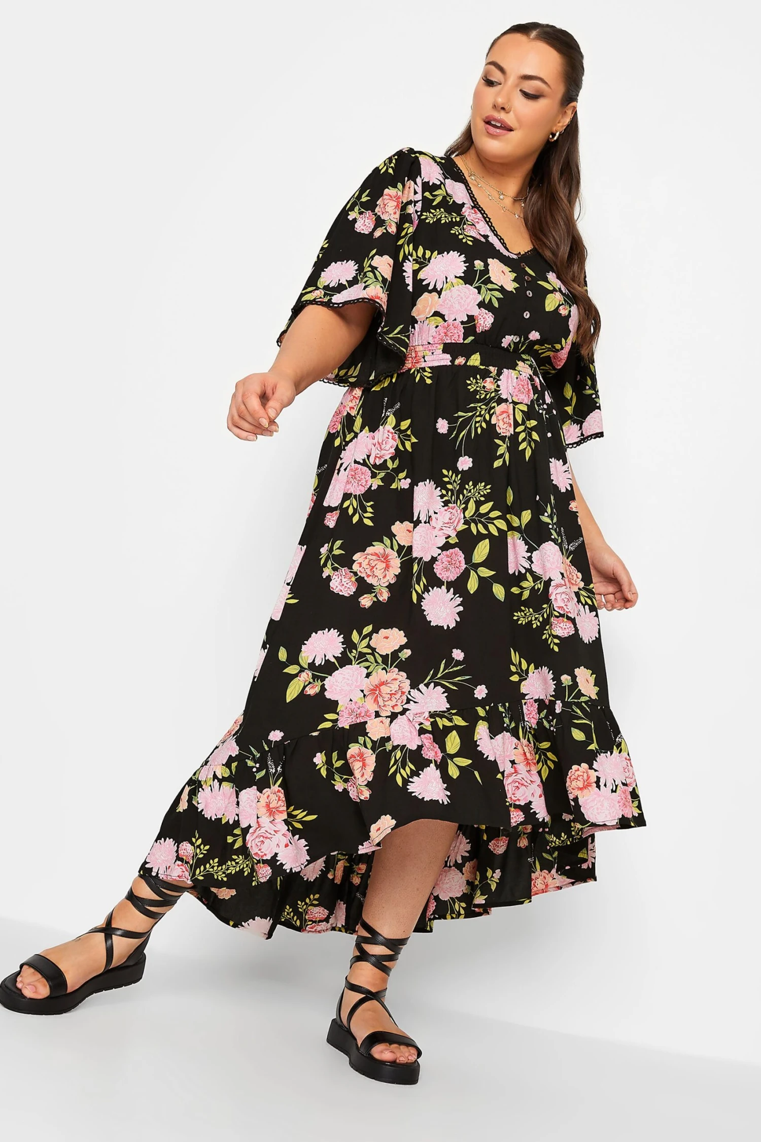 YOURS Curve Black Floral Maxi Dress 1 YOURS Curve Black Floral Maxi Dress