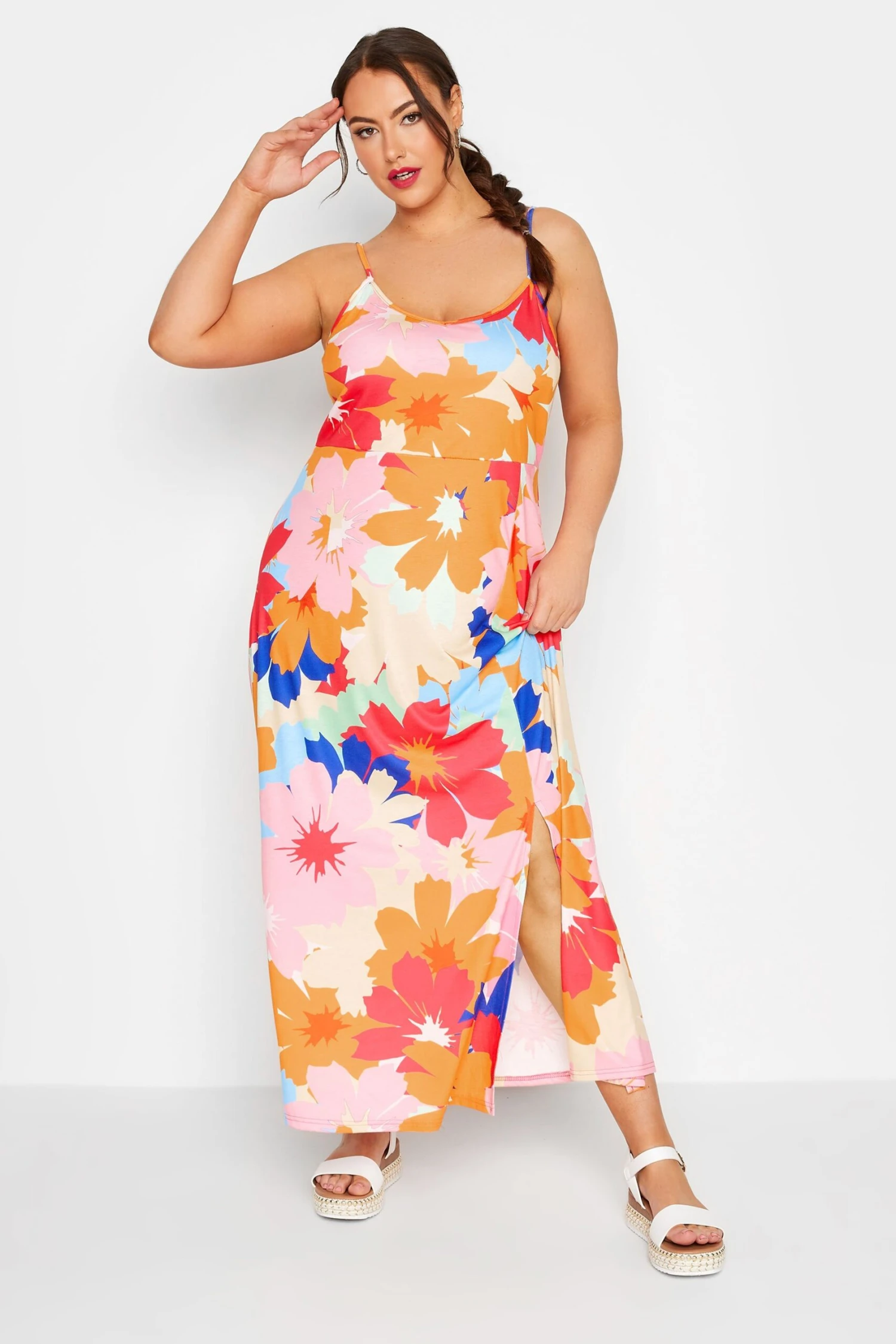 LIMITED COLLECTION Curve Pink Floral Print Cami Maxi Dress 1 LIMITED COLLECTION Curve Pink Floral Print Cami Maxi Dress