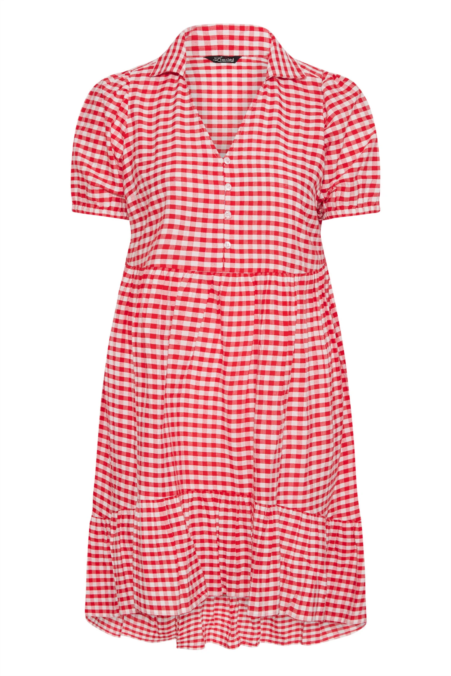 LIMITED COLLECTION Curve Red Gingham Dipped Hem Smock Dress 5 LIMITED COLLECTION Curve Red Gingham Dipped Hem Smock Dress - Image 5