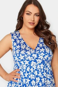 YOURS Curve Blue Floral Print Wrap Midi Dress -JOICY Clothing Shop 55111b5d c871 4b 301899 D