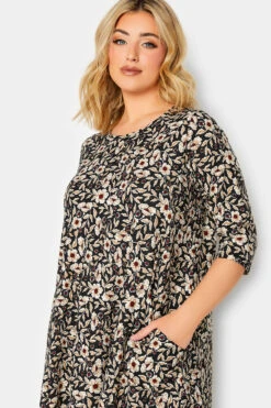 YOURS Curve Black Floral Print Drape Pocket Mini Dress -JOICY Clothing Shop 553f7175 8d16 46 301907 D