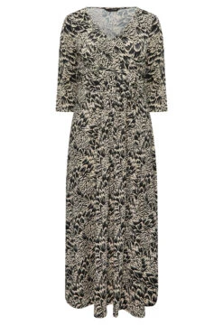 YOURS Curve Black & Beige Brown Abstract Floral V-Neck Maxi Dress 10 YOURS Curve Black & Beige Brown Abstract Floral V-Neck Maxi Dress -JOICY Clothing Shop 55499850 0a61 46 301893 X
