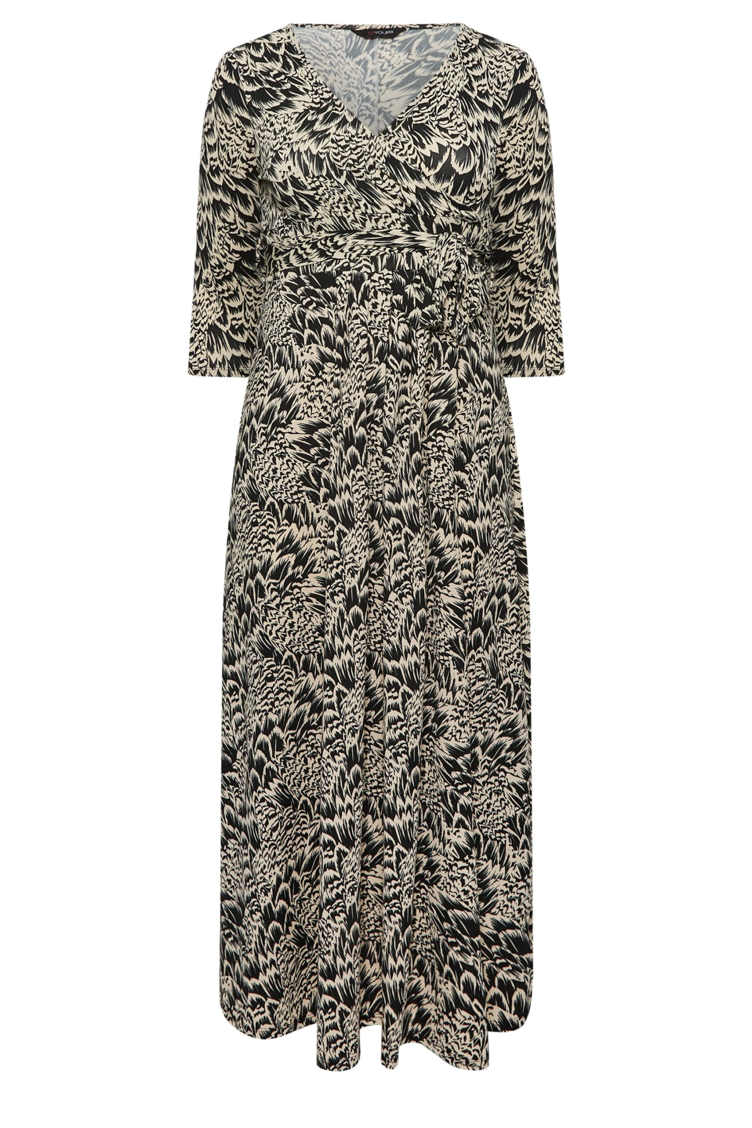 YOURS Curve Black & Beige Brown Abstract Floral V-Neck Maxi Dress 5 YOURS Curve Black & Beige Brown Abstract Floral V-Neck Maxi Dress - Image 5