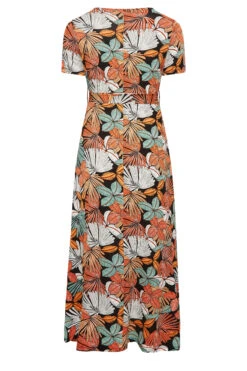 YOURS Curve Black & Orange Leaf Print Maxi Dress -JOICY Clothing Shop 55997c31 9130 44 302065 Y